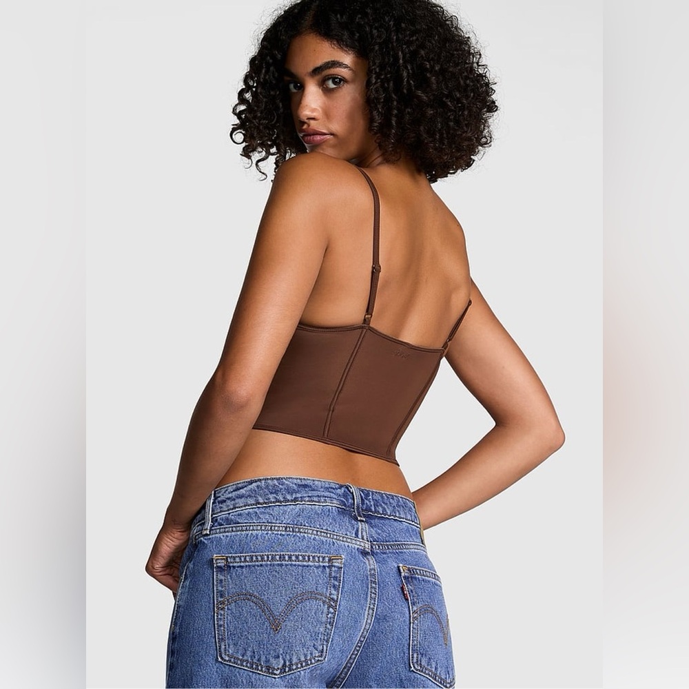 PINK Victoria’s Secret Ganache Nude Soft Stretch Corset Top | NWT - Picture 2 of 6